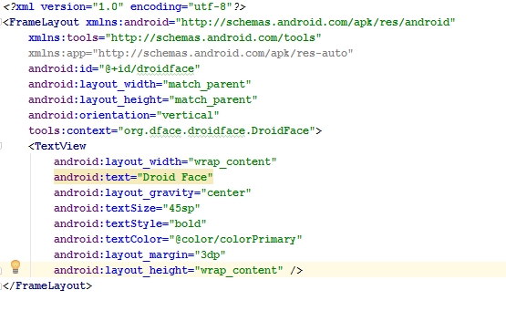 show text in android studio this is xml editor